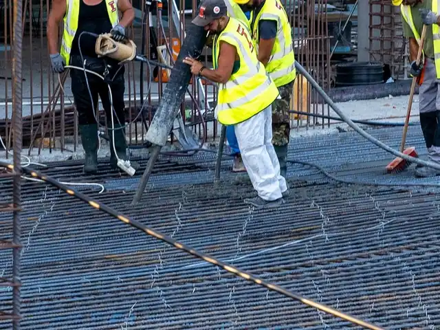 Crew working on a reinforced concrete deck