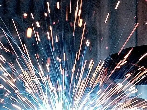 Spatter and sparks from a MIG weld